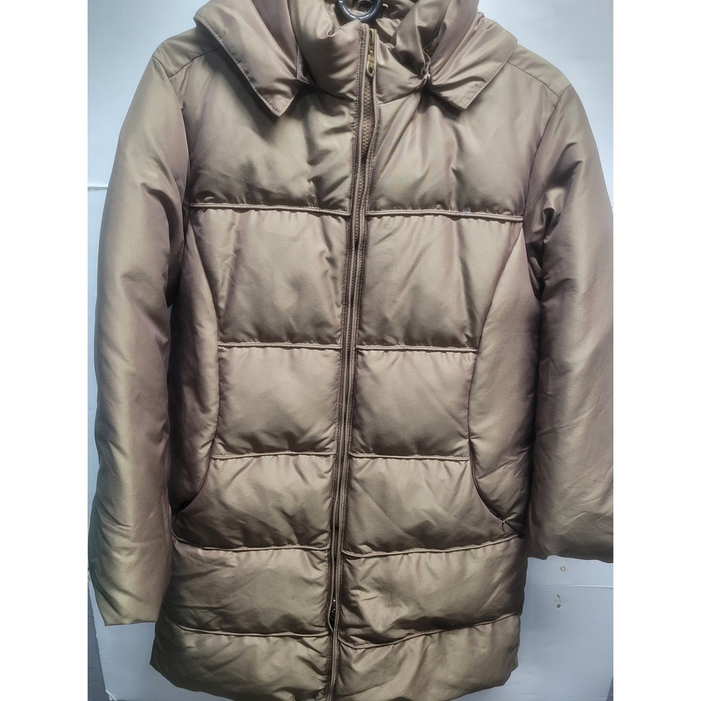 Larry Levine Women Bronze Down Puffer Coat Hooded Quilted Parka Jacket Large